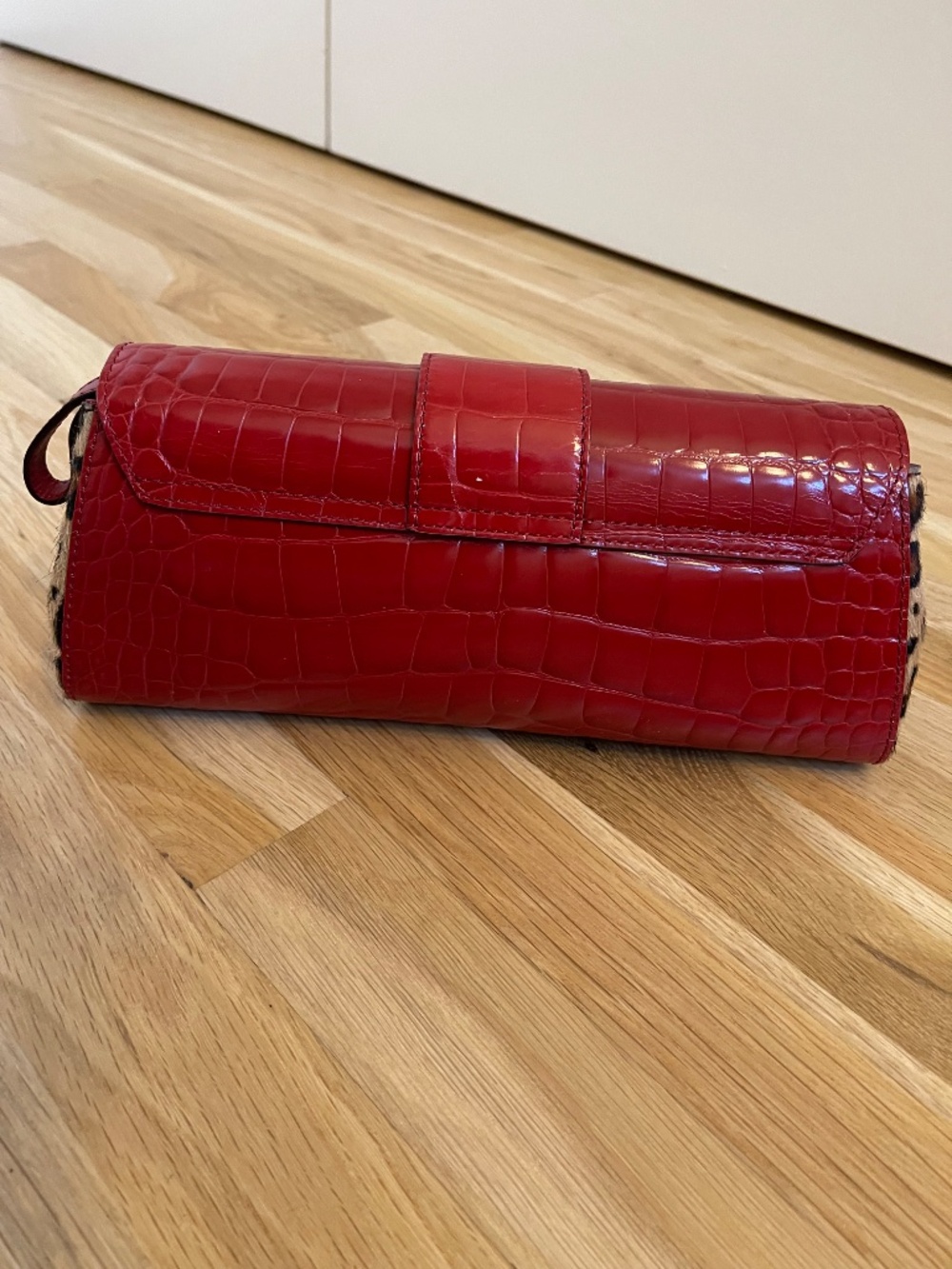 Adrienne Vittadini Deep Red & Animal Print Clutch / Wristlet Bag, Never Used - Picture 5 of 16
